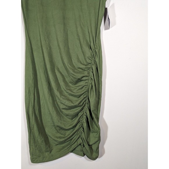 Melrose and Market Green Bronze Ruched Cotton Blend T Shirt Dress Women Size XS - Picture 5 of 8